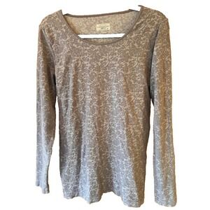 Athleta Long Sleeve Activewear Top XL‎ Organic Cotton Stretch Gray Floral